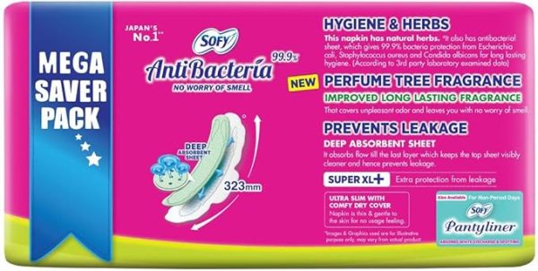 Sofy 99.9% Sanitary Pads - 44 Pads (Super XL Plus) - 323mm - 图片 2